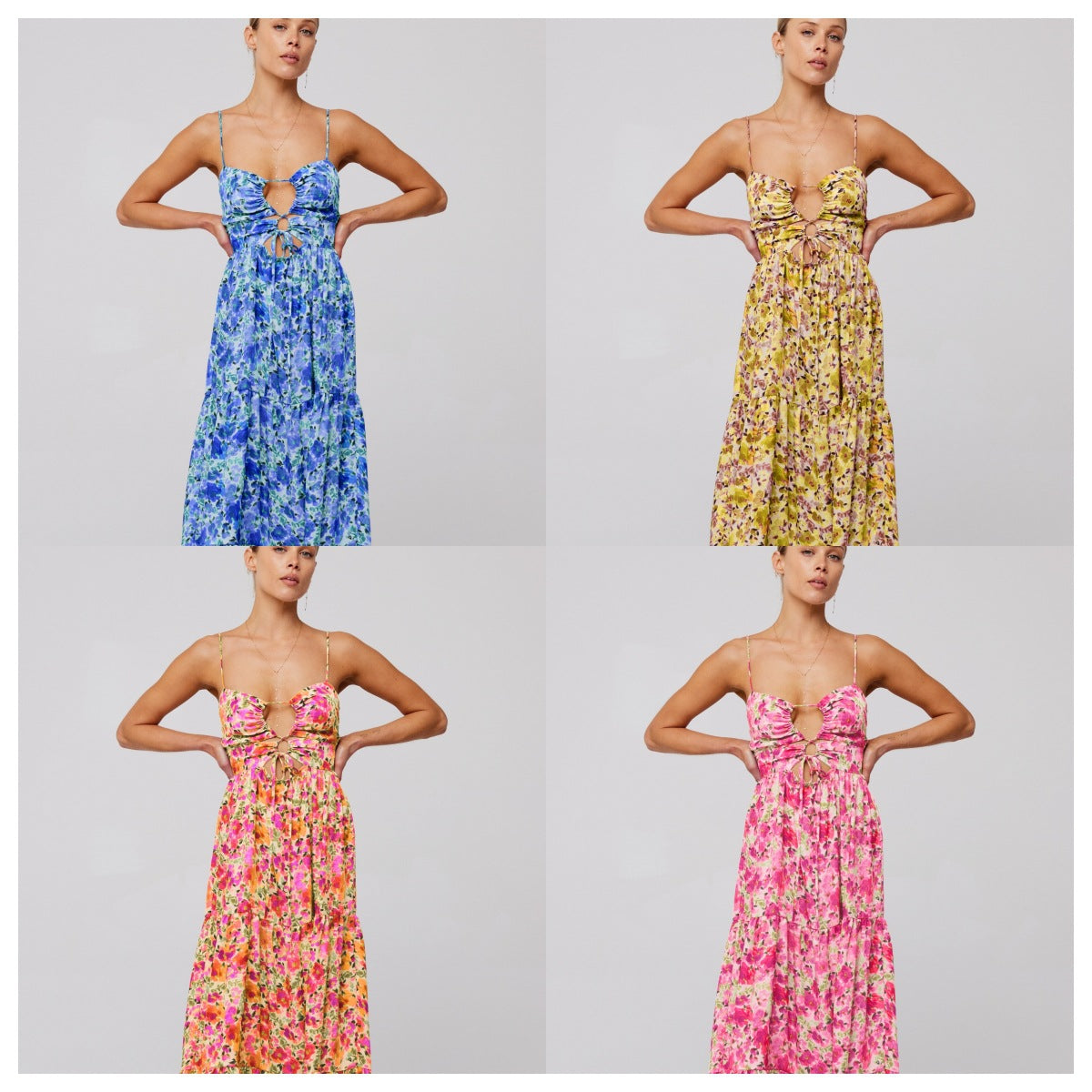 New Printed Sling Stitching Multi-color Dress