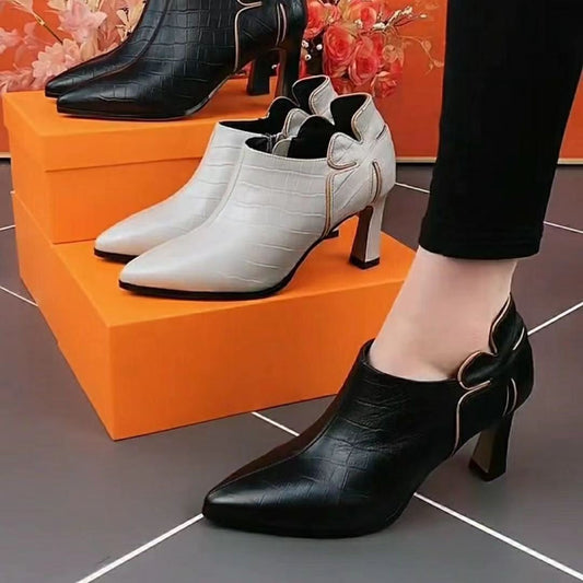 Thick Heel Deep Mouth Pointed Stylish Shoes