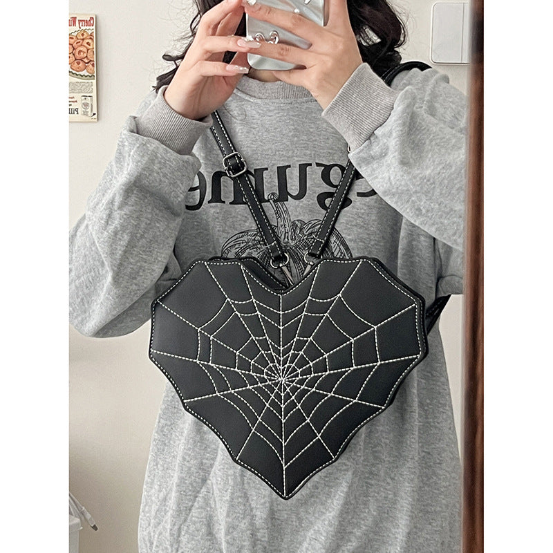 Sweet Girl Cool Hot Wind Love Bat Messenger Bag Personality Spider Web