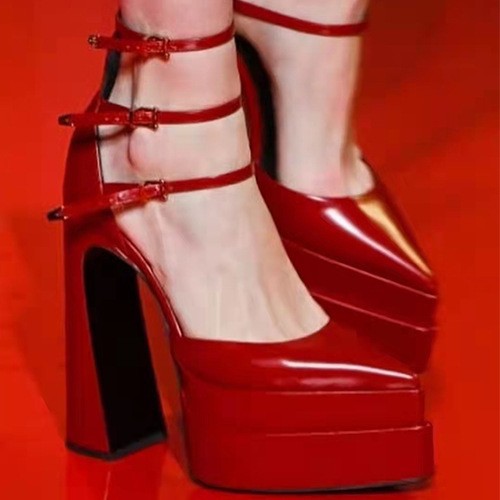 Women's Fashion Pointed Patent Leather High Heels