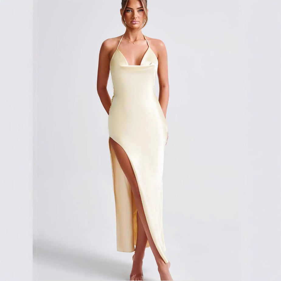 Women's Fashion Personalized Halter Slit Waist Dress