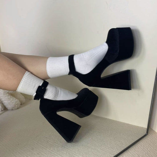 French Vintage Mary Jane Shoes Women's Waterproof Platform
