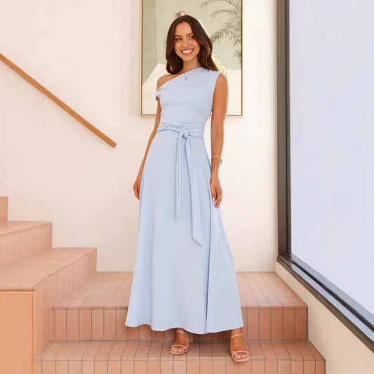 European And American Solid Color Fashion Temperament Sexy Lacing Dress