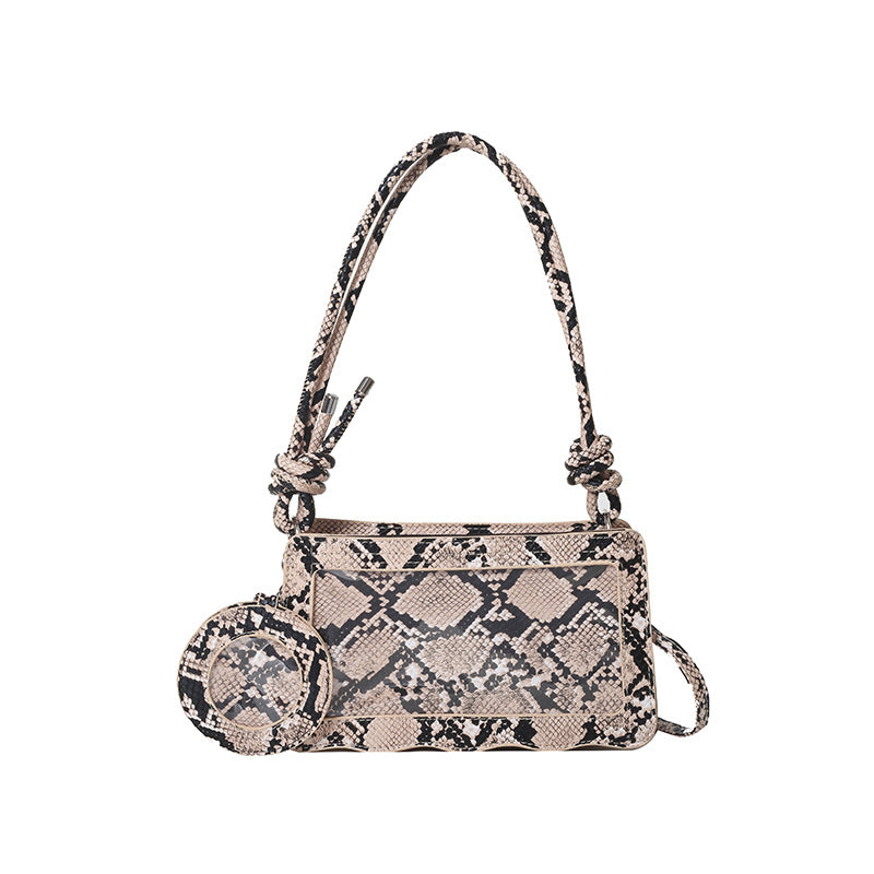Western Style Snake Pattern Simple Stylish Textured Crossbody Bag