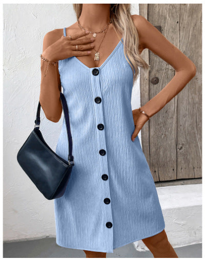 Women's Fashion Personalized Solid Color Sling Dress