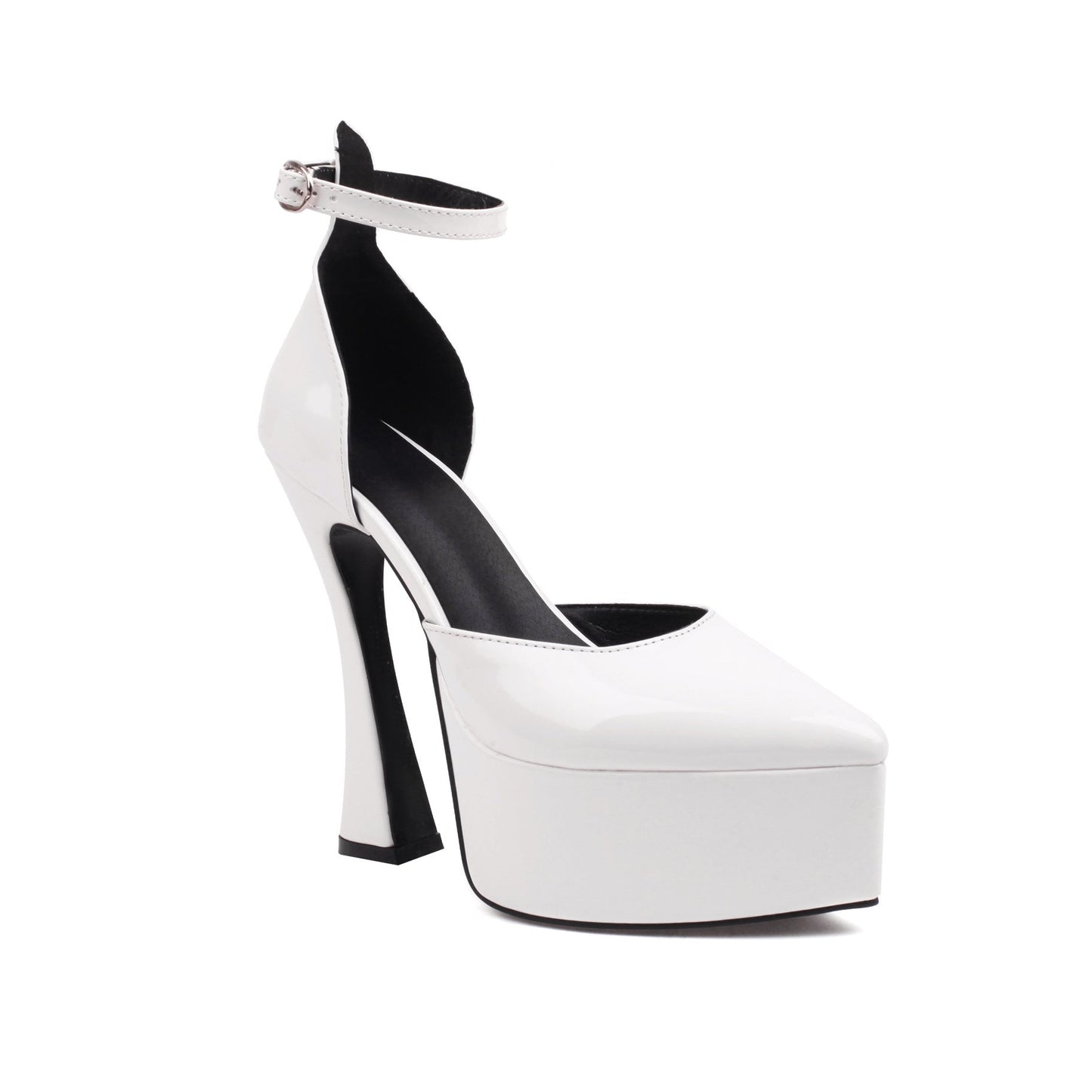 Pointed Toe Chunky Heel Buckle Women's Shoes
