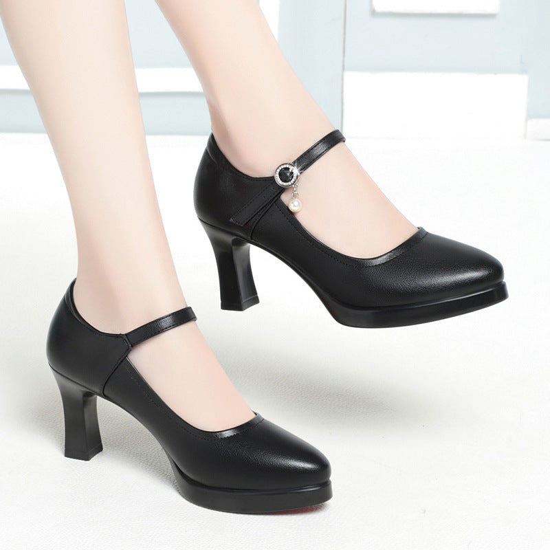 Women's Soft Leather Platform Shoes With Buckle