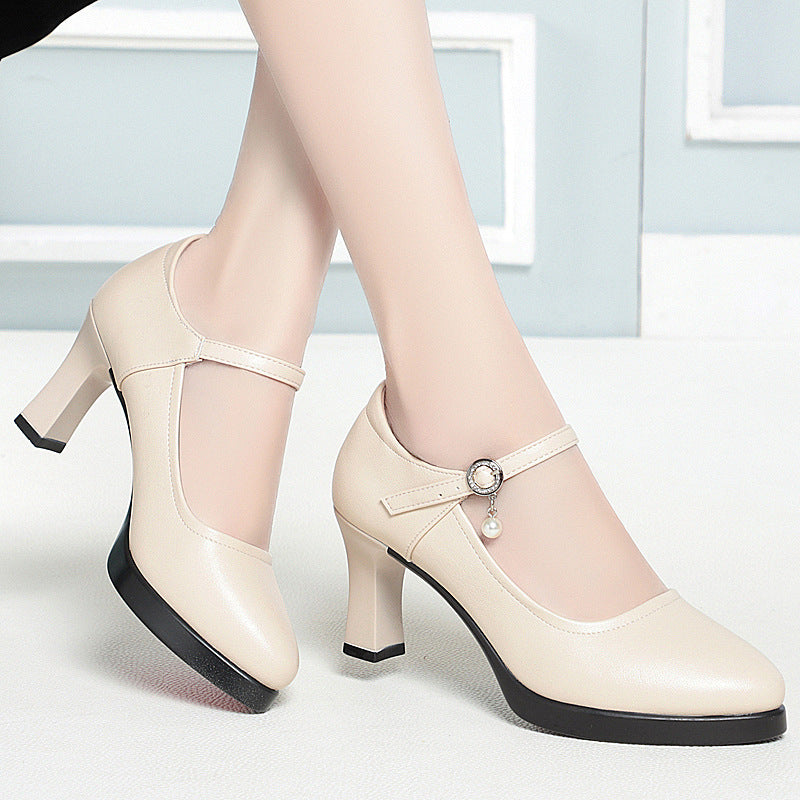 Women's Soft Leather Platform Shoes With Buckle