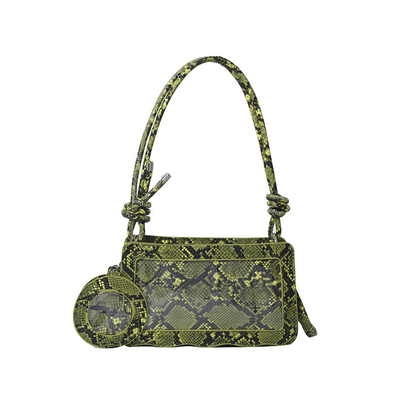 Western Style Snake Pattern Simple Stylish Textured Crossbody Bag