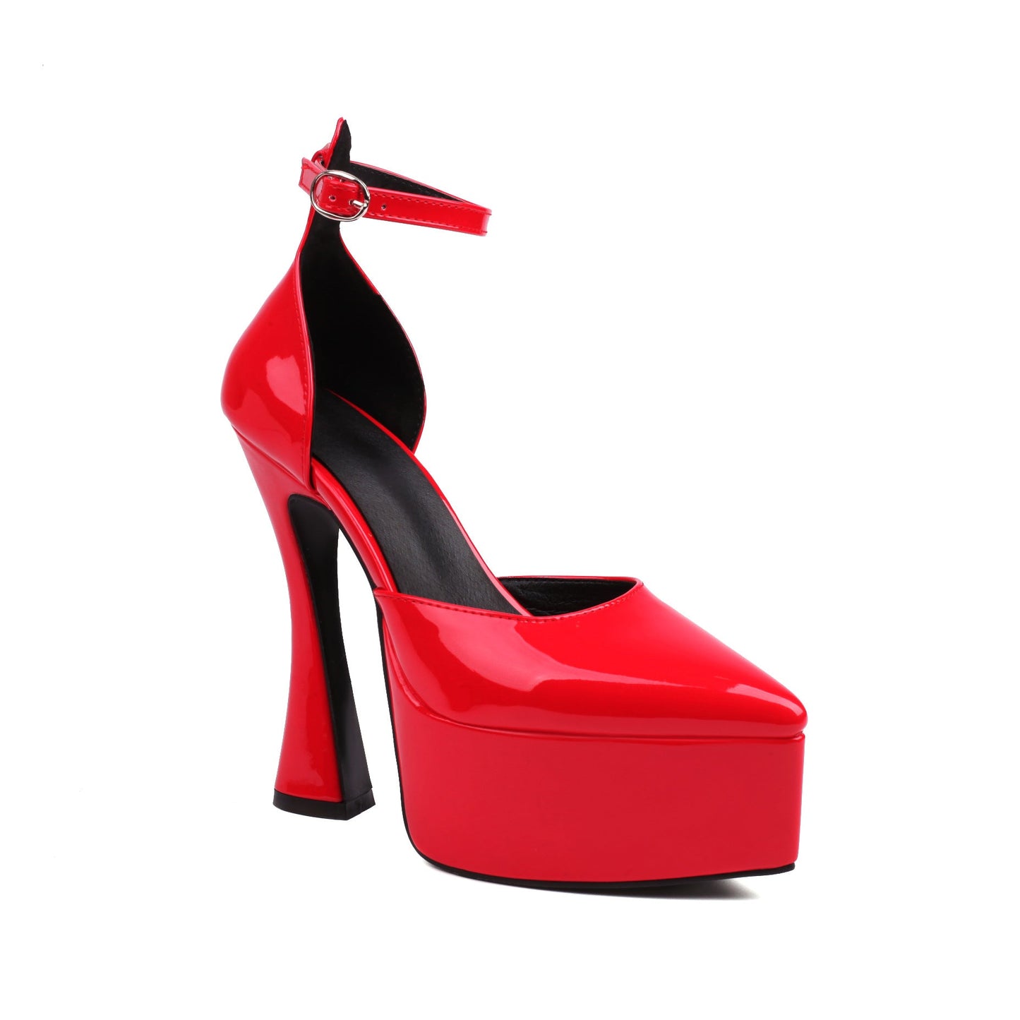 Pointed Toe Chunky Heel Buckle Women's Shoes