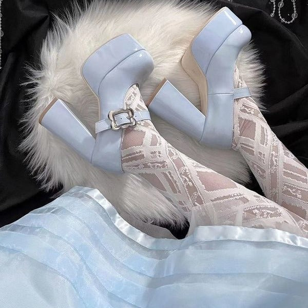 Chunky Heel Round Head Pumps Women