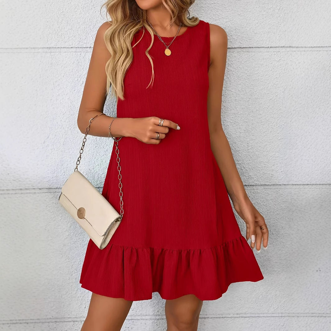 Vest Ruffled Sleeveless Casual Dress