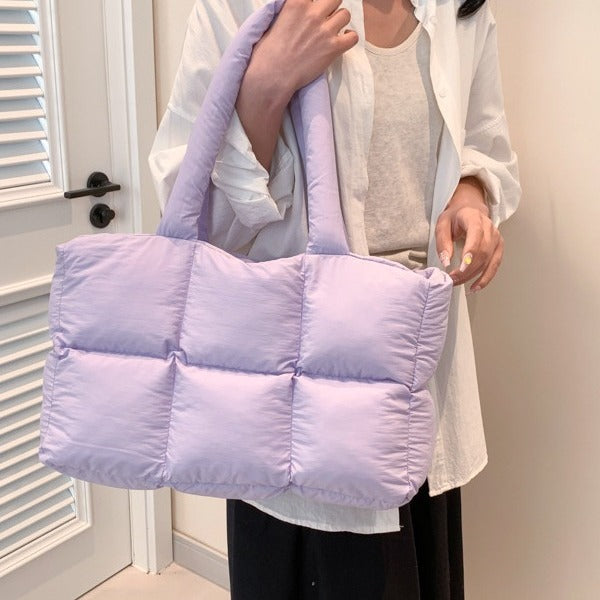 Large Capacity Soft Warm Puff Bag Shoulder Handbag