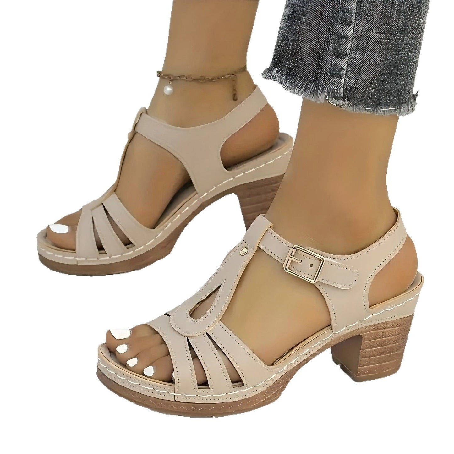 Women's Summer New Solid Color High Heel Sandals