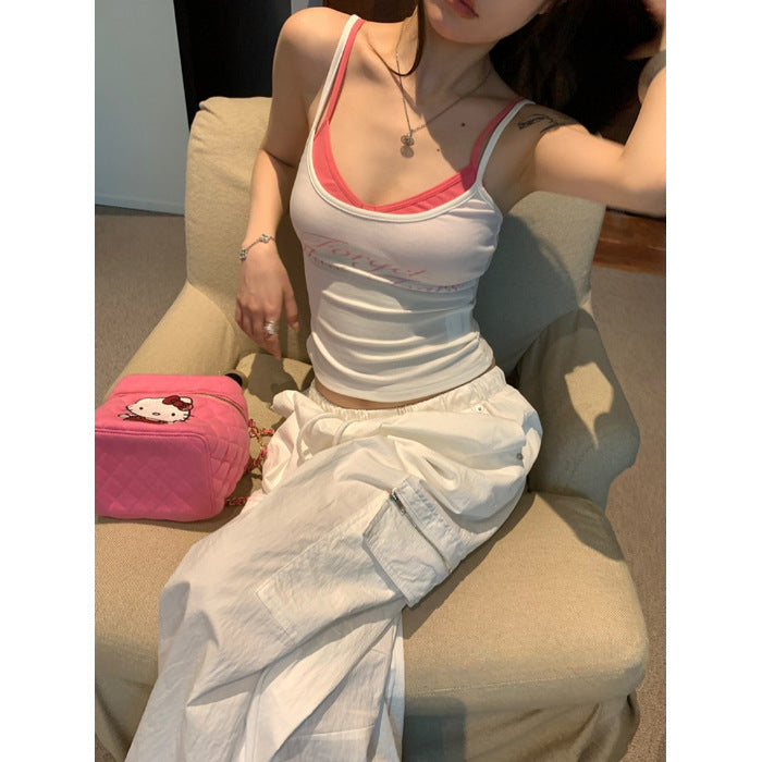 Retro Hot Girl Padded Strap Vest Women's Summer Top