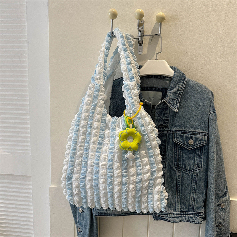 Pleated Bubble Bag Female Flower Sweet