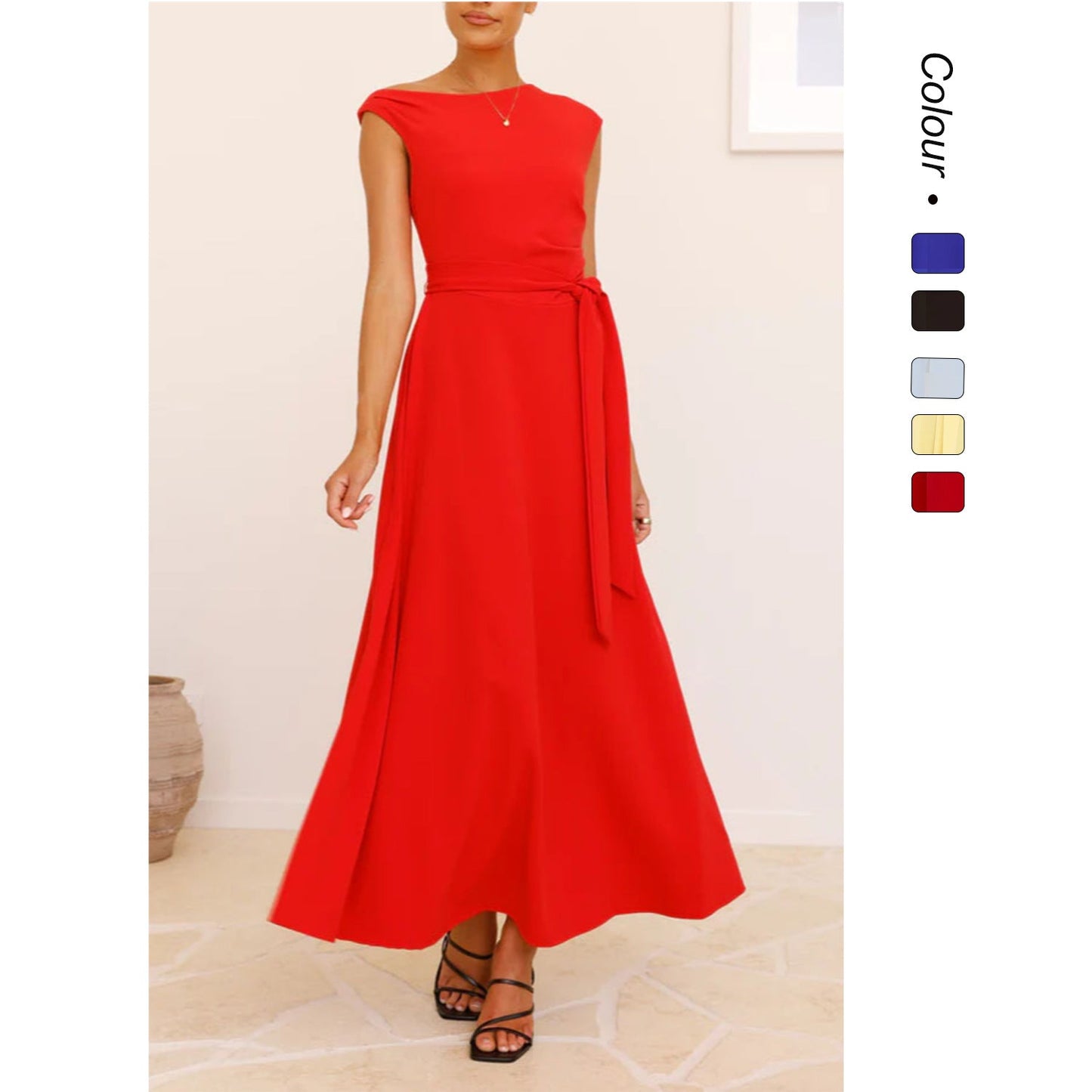 European And American Solid Color Fashion Temperament Sexy Lacing Dress