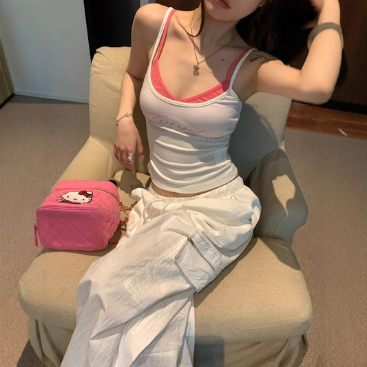 Retro Hot Girl Padded Strap Vest Women's Summer Top