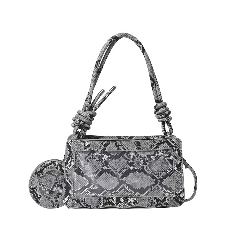 Western Style Snake Pattern Simple Stylish Textured Crossbody Bag