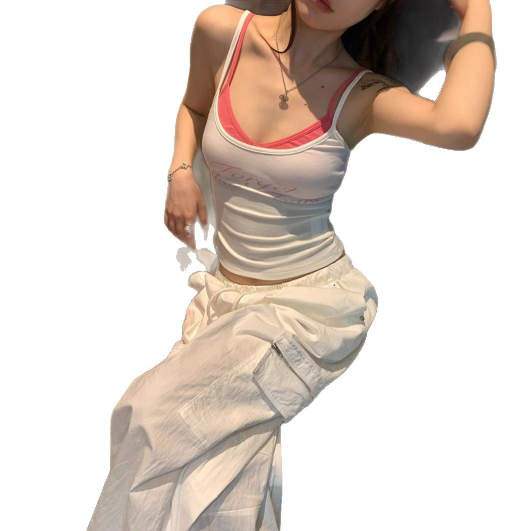 Retro Hot Girl Padded Strap Vest Women's Summer Top