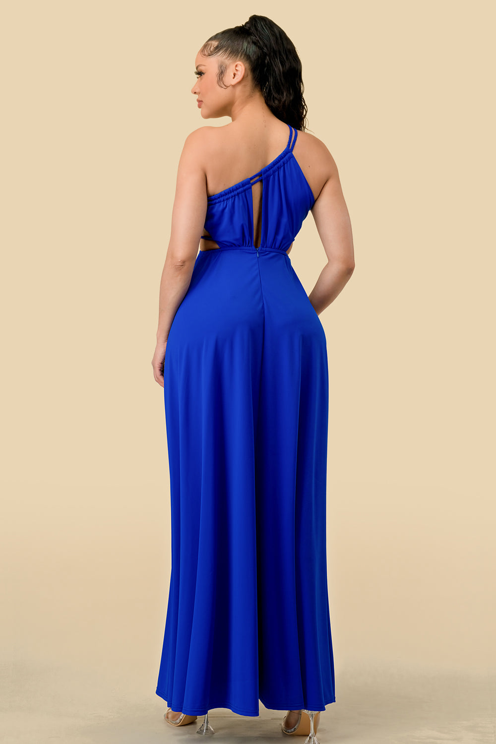 Long One Shoulder Ruffled Maxi Dress