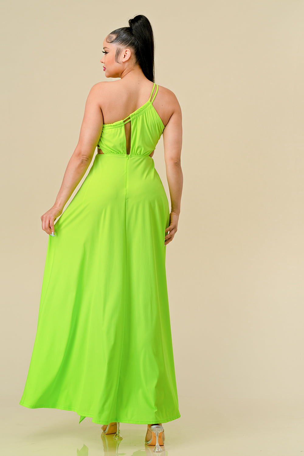 Long One Shoulder Ruffled Maxi Dress