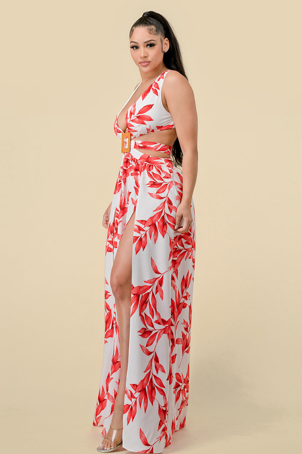 Long Sleeveless Printed Maxi Dress