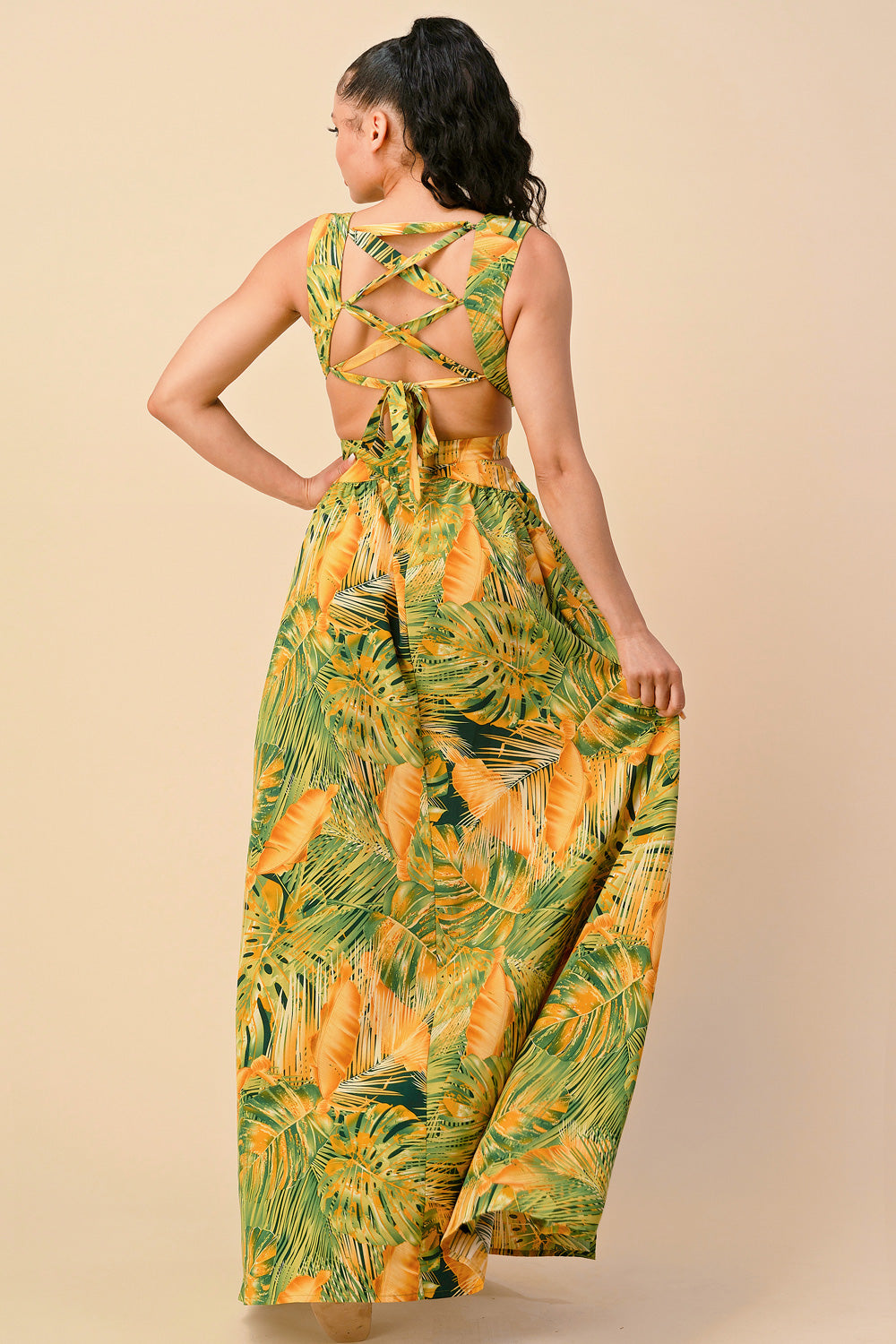 Long Sleeveless Printed Maxi Dress
