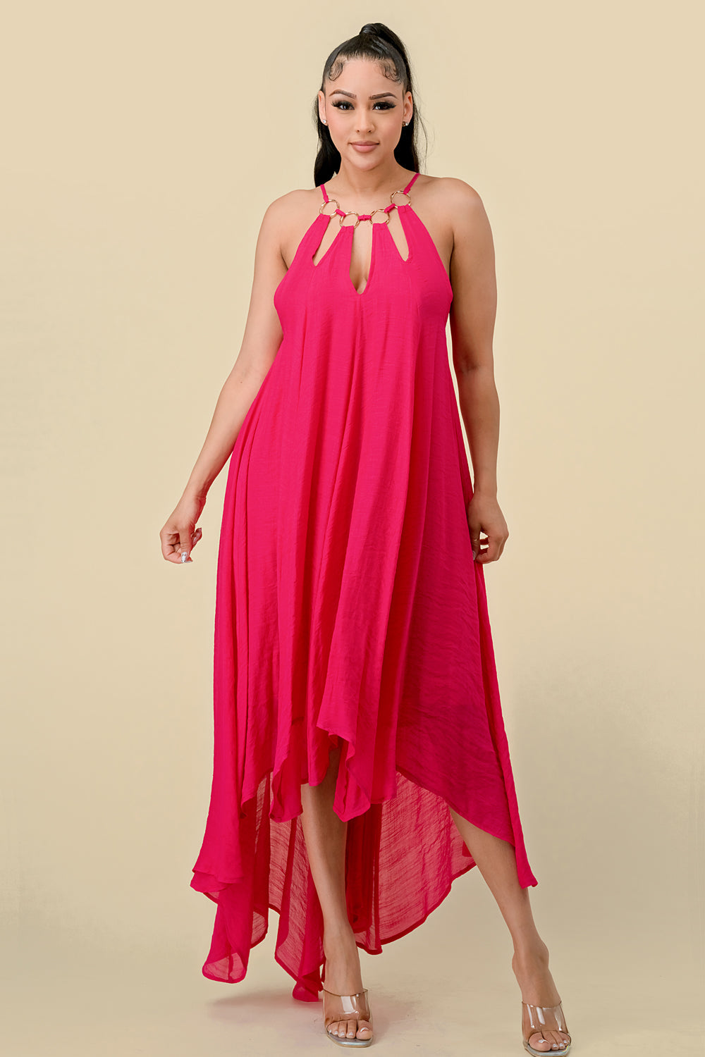 High Low Halter Maxi Dress