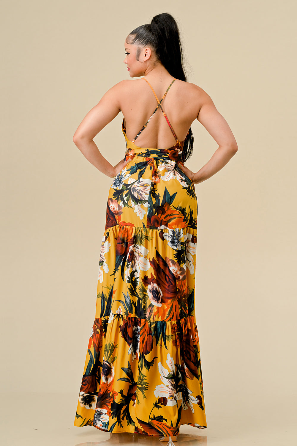 Long Floral Printed Maxi Dress
