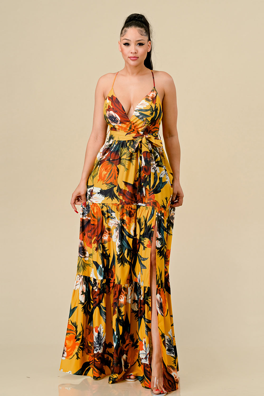 Long Floral Printed Maxi Dress
