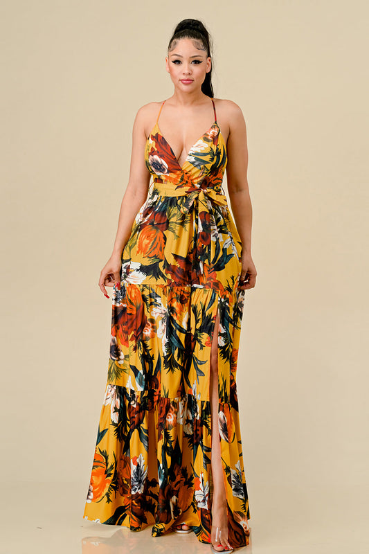 Long Floral Printed Maxi Dress