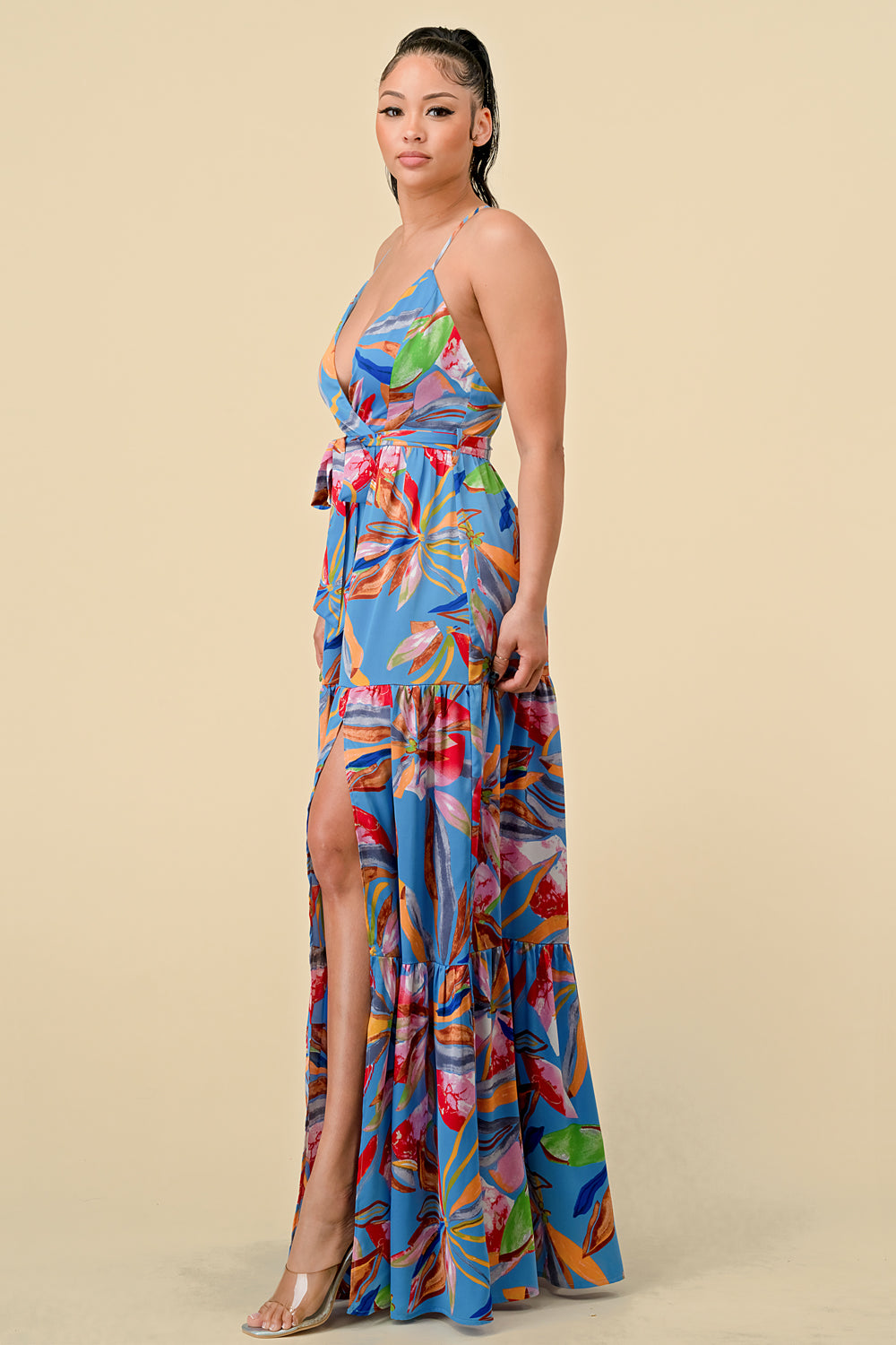 Long Floral Printed Maxi Dress