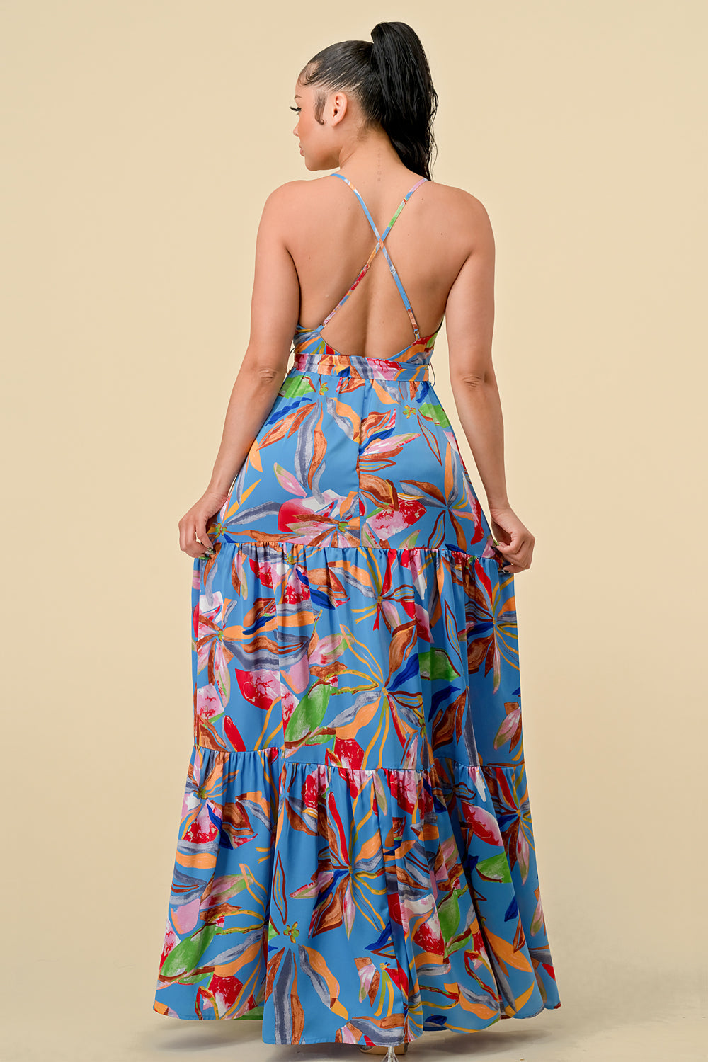 Long Floral Printed Maxi Dress