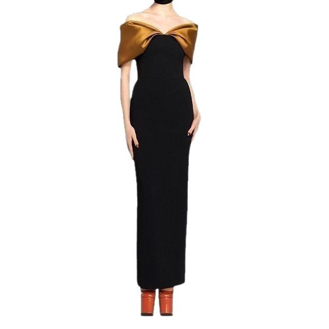 Off-shoulder Slim Fit Long Sheath Dress