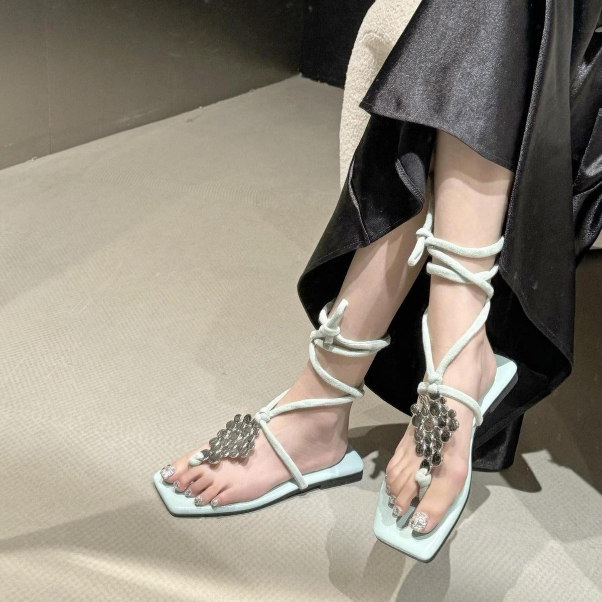 French Minority Weaving Hollow Closed Toe Sandals Female Summer Mori Girls' Fairy