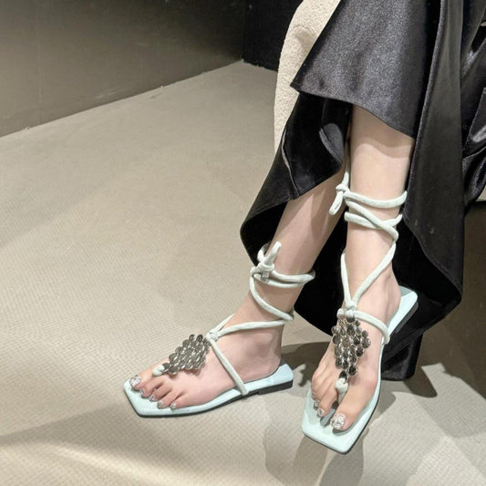 French Minority Weaving Hollow Closed Toe Sandals Female Summer Mori Girls' Fairy