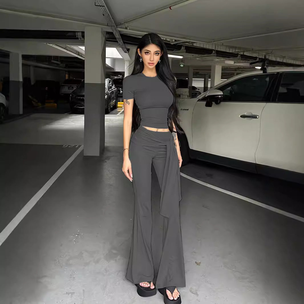 Lace-up Hip Mop Casual Pants