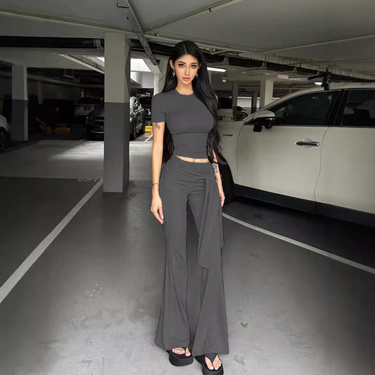 Lace-up Hip Mop Casual Pants