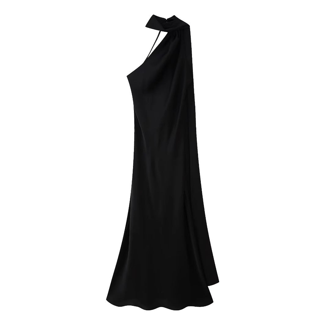 Women's Fashion Simple Single Oblique Dress