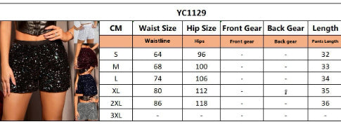 Fashion Shorts High Waist Pure Color Evening Show Slimming Sequined Women's Pants