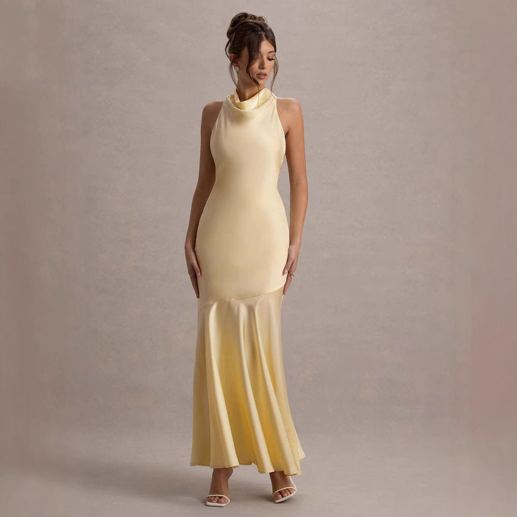 French Fishtail Shoulder Banquet Temperament Dress