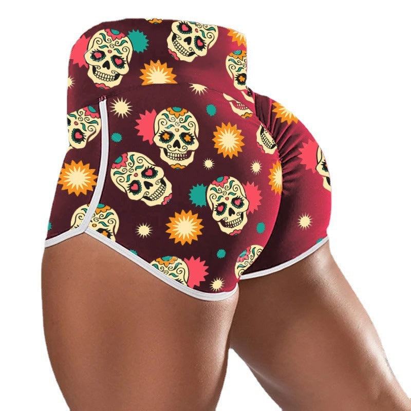 Women's Fashion Skull Print Yoga Shorts