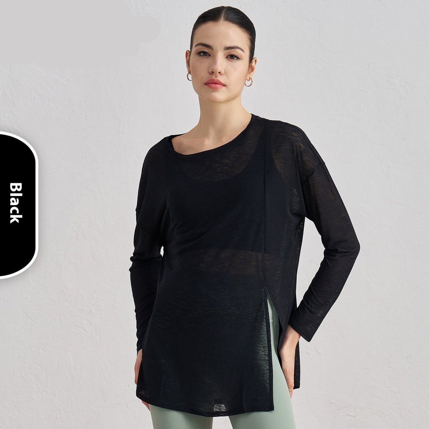 Breathable Yoga Blouse Female Split Slimming Sports Fitness Top