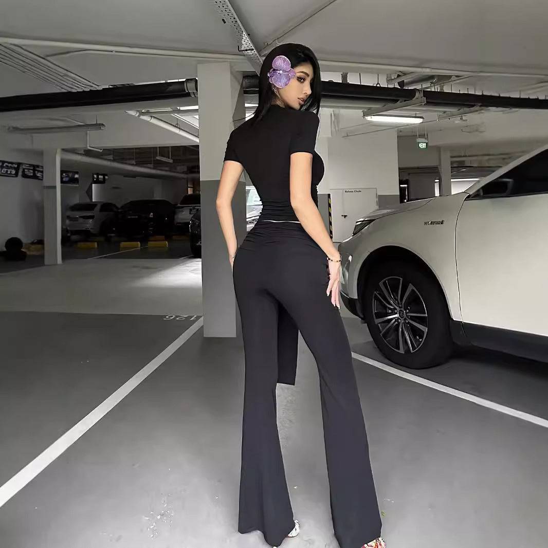 Lace-up Hip Mop Casual Pants