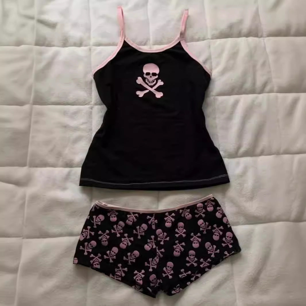 Y2g Midriff-baring Top Skull Print