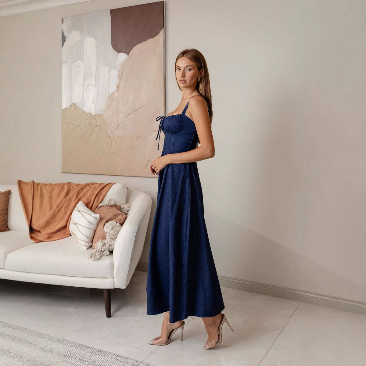 Sexy Backless Sleeveless Denim Dress