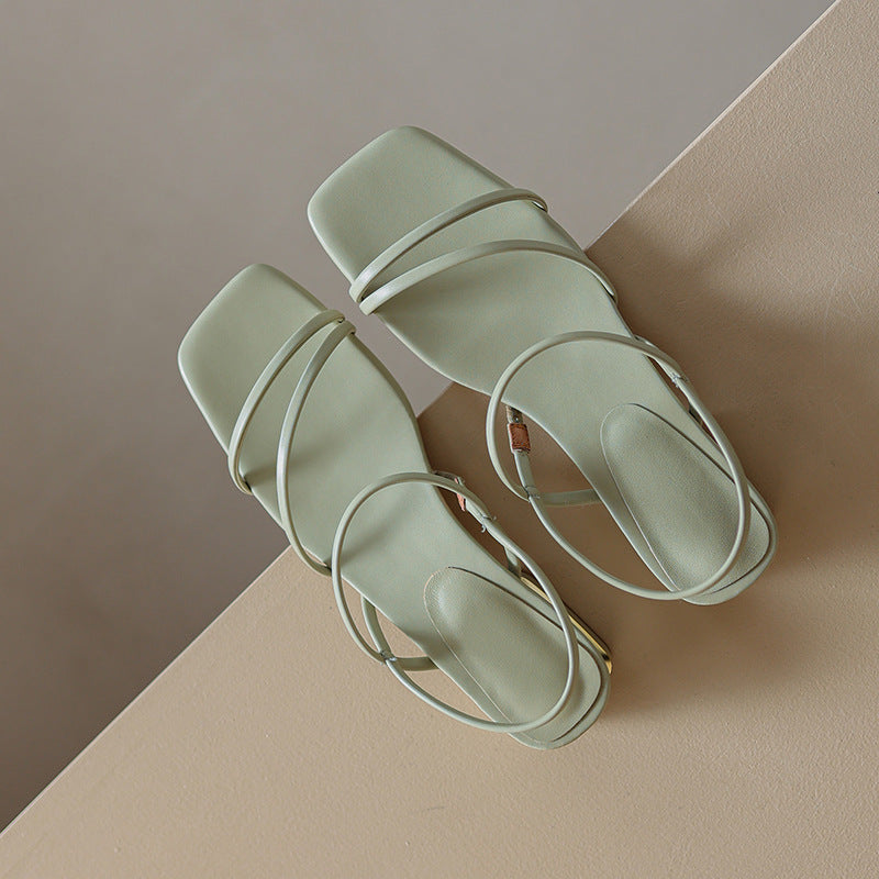 Flat Strap Open-toed Roman Sandals Women