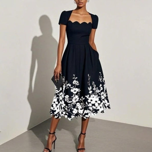 Digital Printing Square Collar Dress